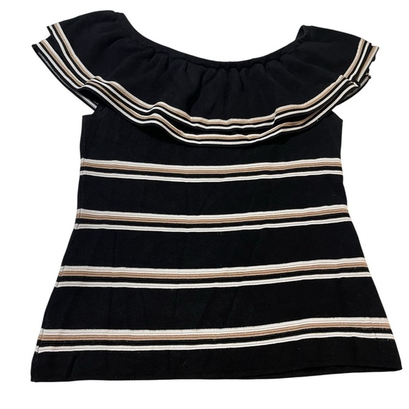 💥SALE💥WHBM OFF-SHOULDER RUFFLE KNIT TOP SZ MED - Picture 2 of 6